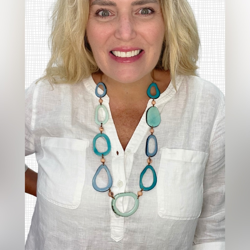 TAGUA Necklace Artisan Handmade Tagua colorful unique statement jewelry boho nwt